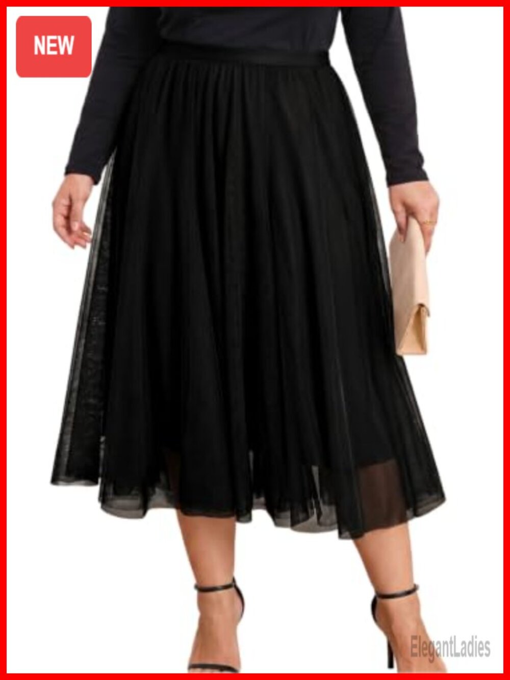 Plus Size Tulle Maxi Skirt High Waist A-Line Pleated Tiered